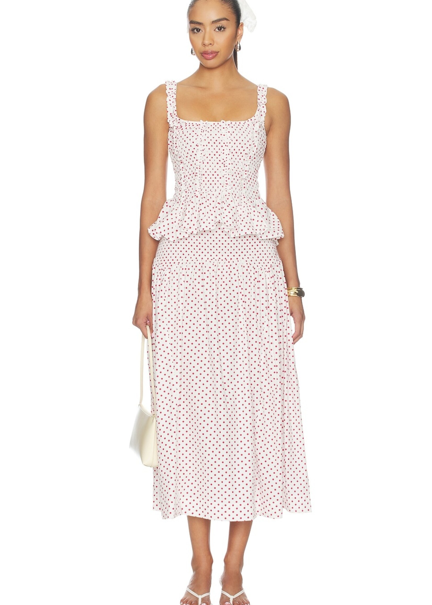 Layla Skirt - Off White and Red Spot