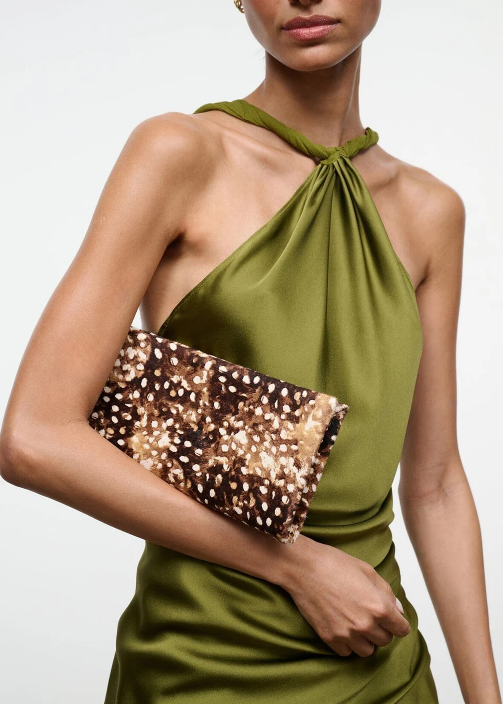 Staud MUSE CLUTCH FAWN HAIRCALF