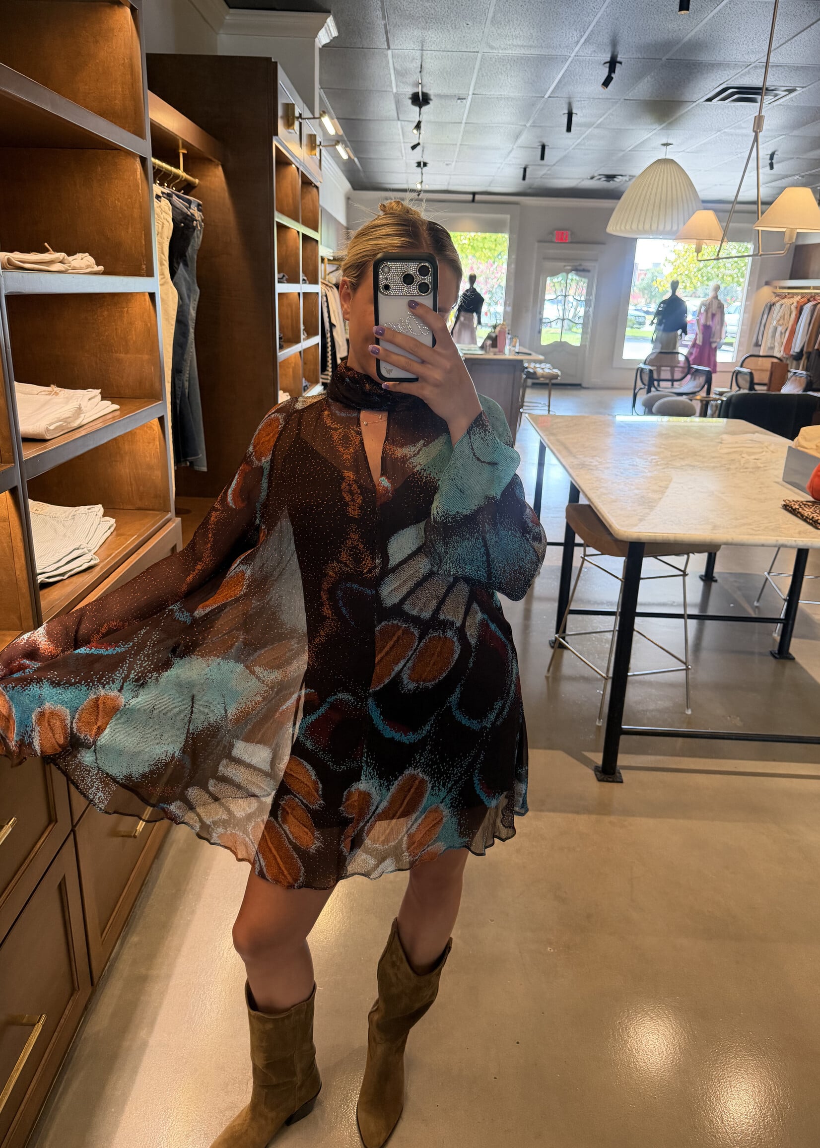 Staud Esther Mini Dress Butterfly Sky