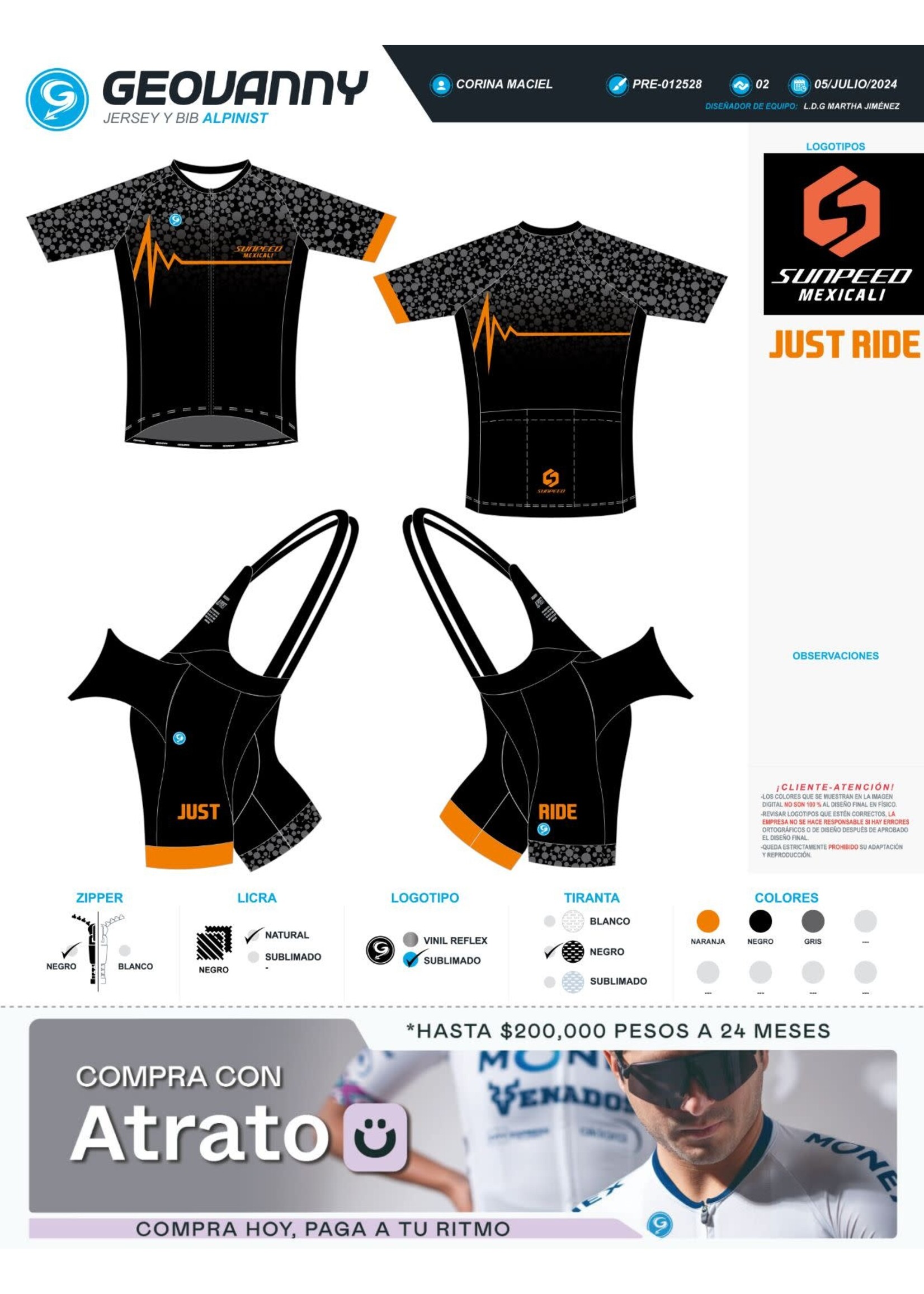 Geovanny Apparel Bib Short Diseño Sunpeed