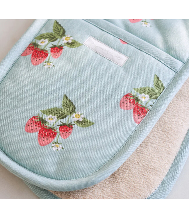 Sophie Allport Strawberries Blue Double Oven Glove