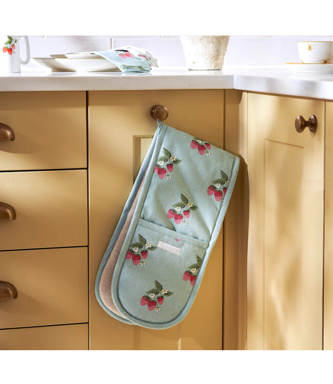 Sophie Allport Strawberries Blue Double Oven Glove