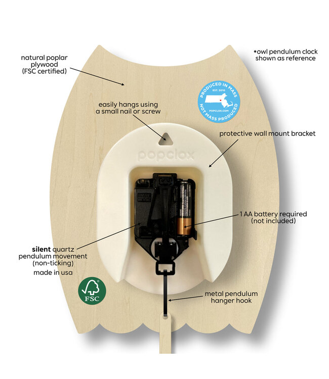 Popclox Pendulum Clock - Forest Animals