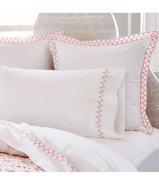John Robshaw Stitched Coral Sheet Set