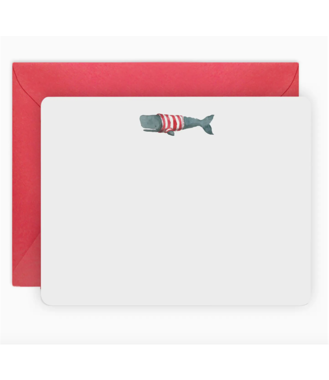 Stripey Whale Flat Notes Stationery (Boxed Set of 8)