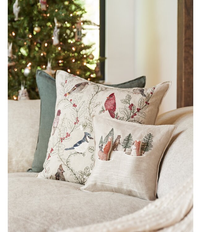 Coral & Tusk Pillow - Winter Birds