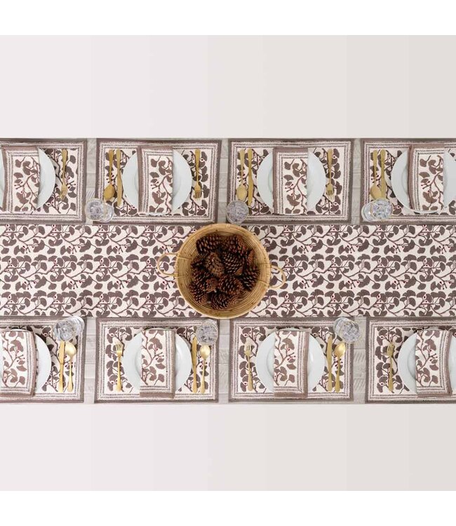 Pomegranate Ginkgo Taupe Tablecloth