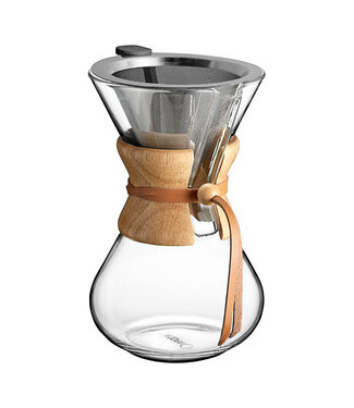 Glass Pour Over Coffee Maker w/ Wood Collar