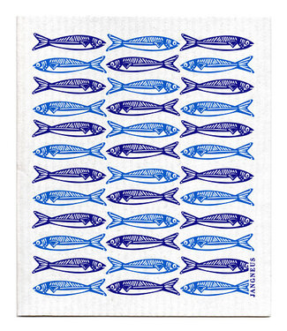 Swedish Dishcloth - Sardines - Blue