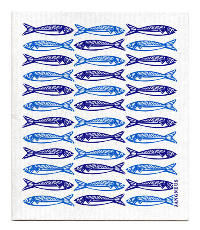 Swedish Dishcloth - Sardines - Blue