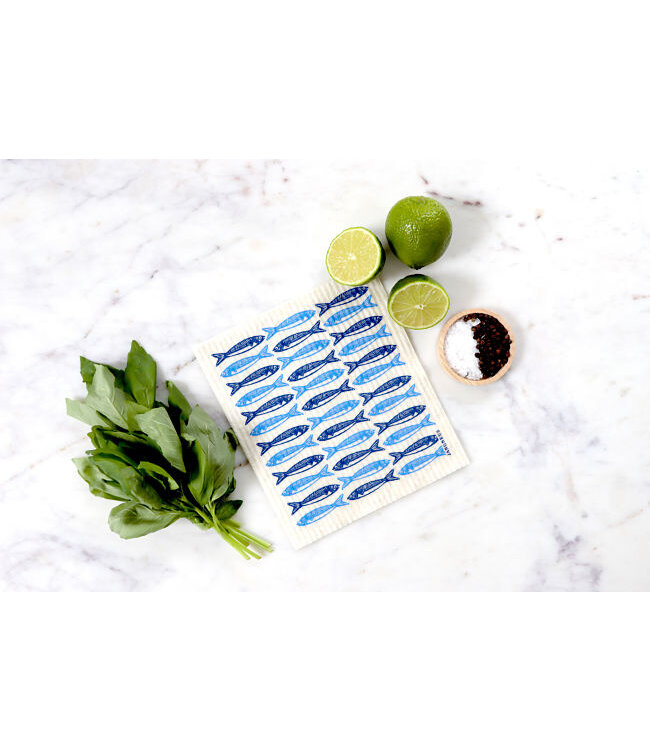 Swedish Dishcloth - Sardines - Blue