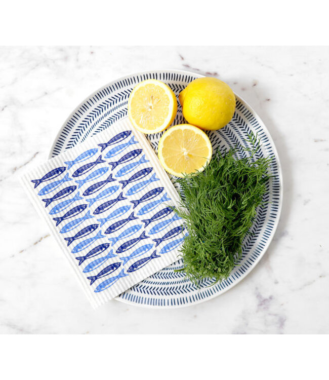 Swedish Dishcloth - Sardines - Blue