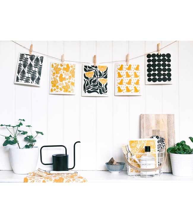 Swedish Dishcloth - Doodle Dog - Ochre