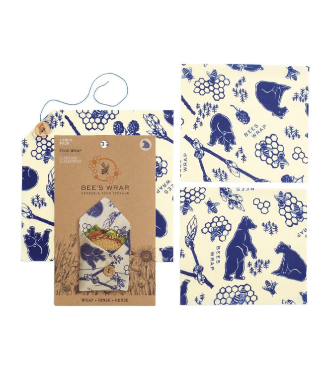 Bee's Wrap Lunch 3 PK Wraps - Bees & Bears