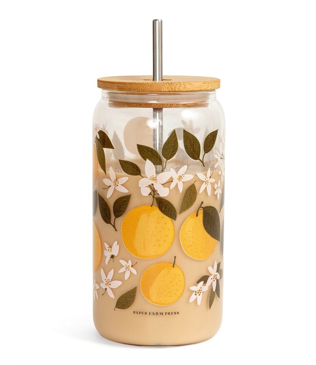 Glass Can with Straw