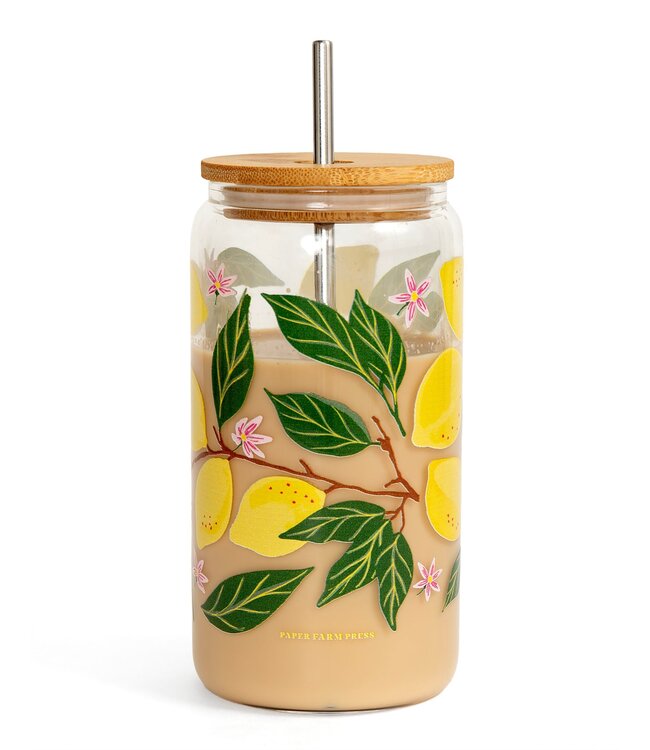 Glass Can with Straw