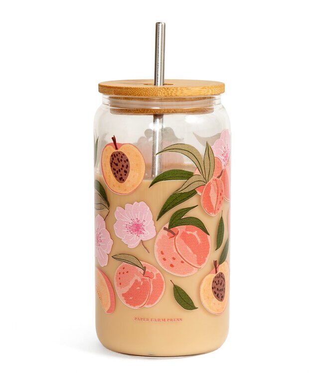 Glass Can with Straw