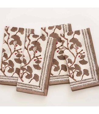 Pomegranate Ginkgo Taupe Napkins