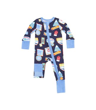 Angel Dear 2 Way Zipper Romper - Vintage Ski Patches