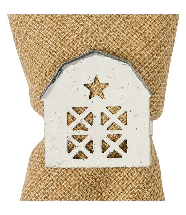 Barn Napkin Ring - White Distressed