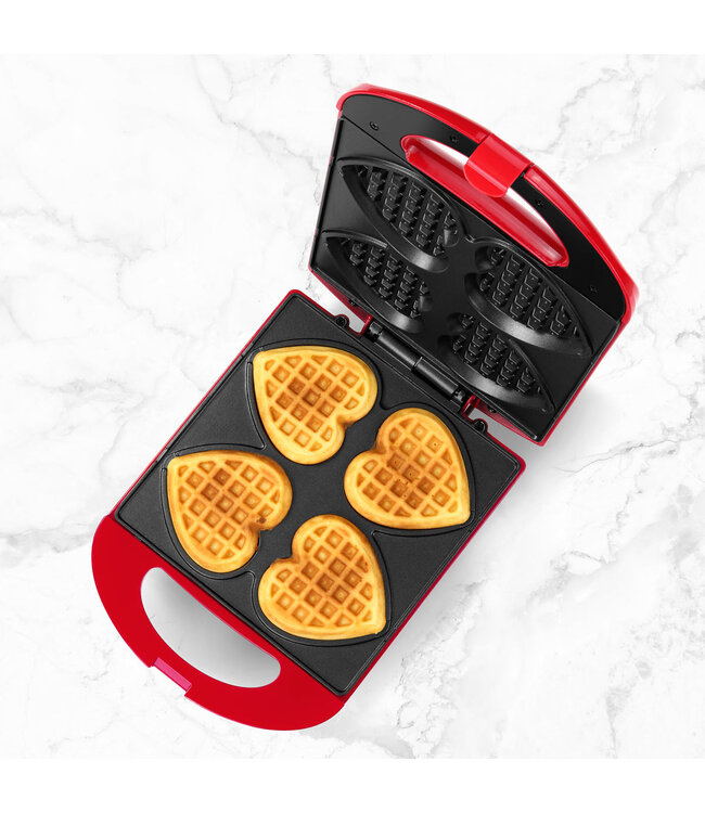 Heart Shaped Waffle Maker - Red