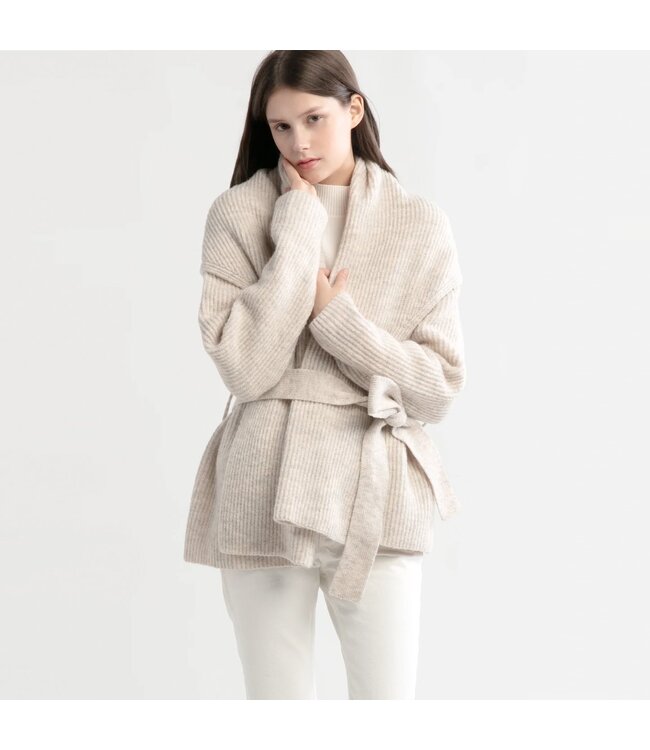 Shawl Collar Belt Cardigan
