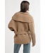 Shawl Collar Belt Cardigan - Camel