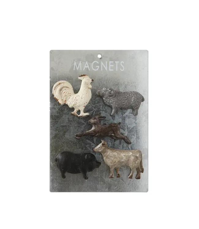 Pewter Animal Magnets on Card - S/5