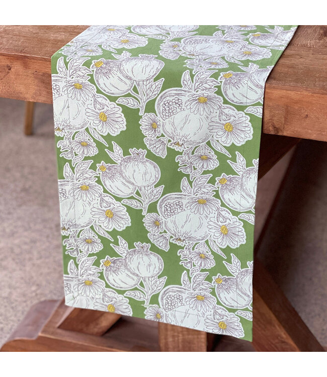 Mahogany Table Runner - Pomagrante Green