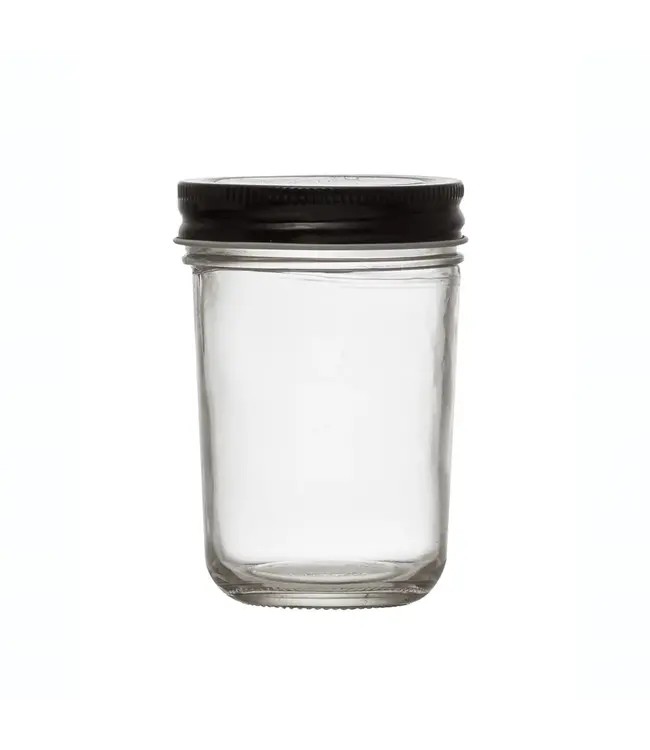 8 oz. Glass Jar with Black Metal Lid