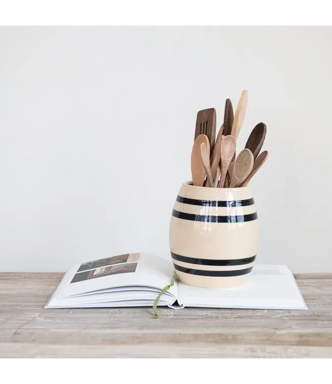 Stoneware Vintage Striped Crock