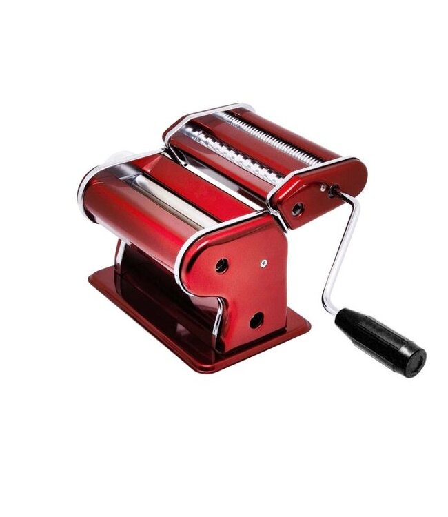 HIC Harold Import Company Fante's Pasta Machine with Double Pasta Cutter, Red
