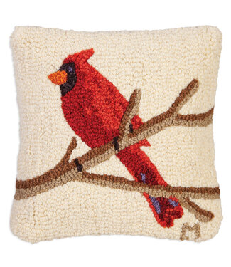 Chandler 4 Corners Cardinal on White Pillow - 14x14