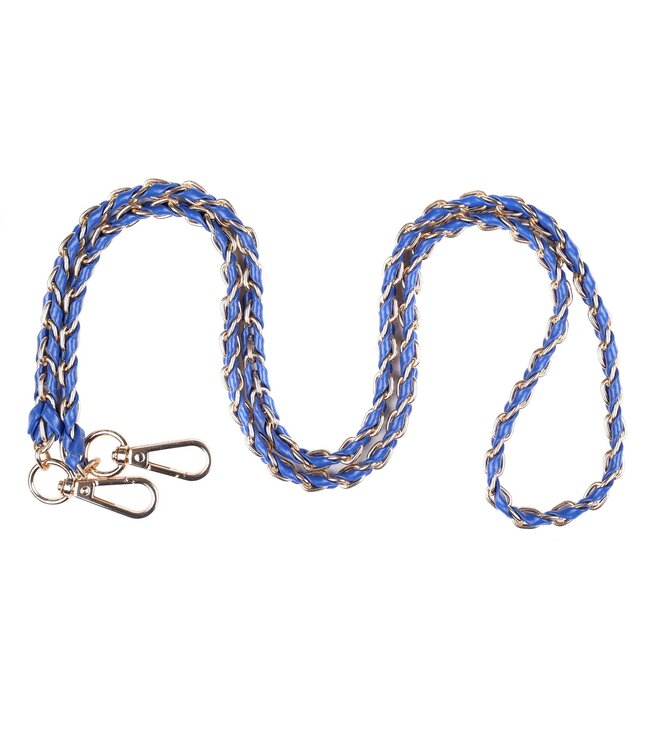 Pom Pom London Strap - Gold Chain Dazzling Blue Weave