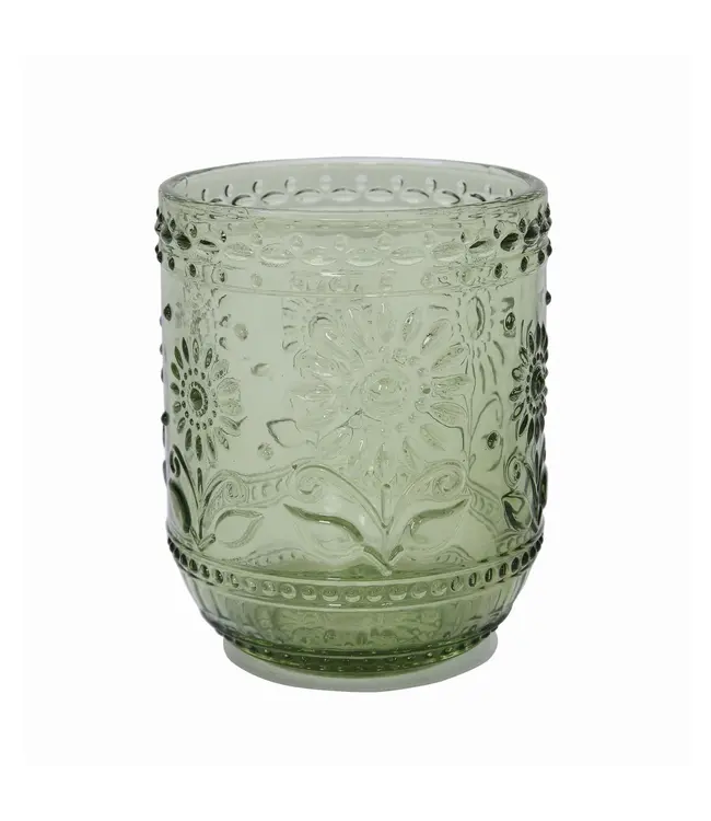 Embossed Drinking Glass - Green