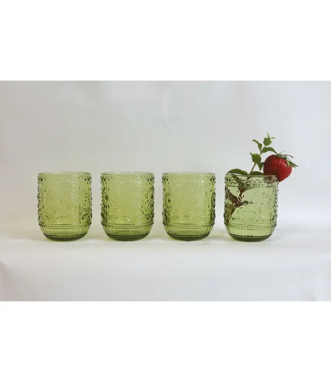 Embossed Drinking Glass - Green