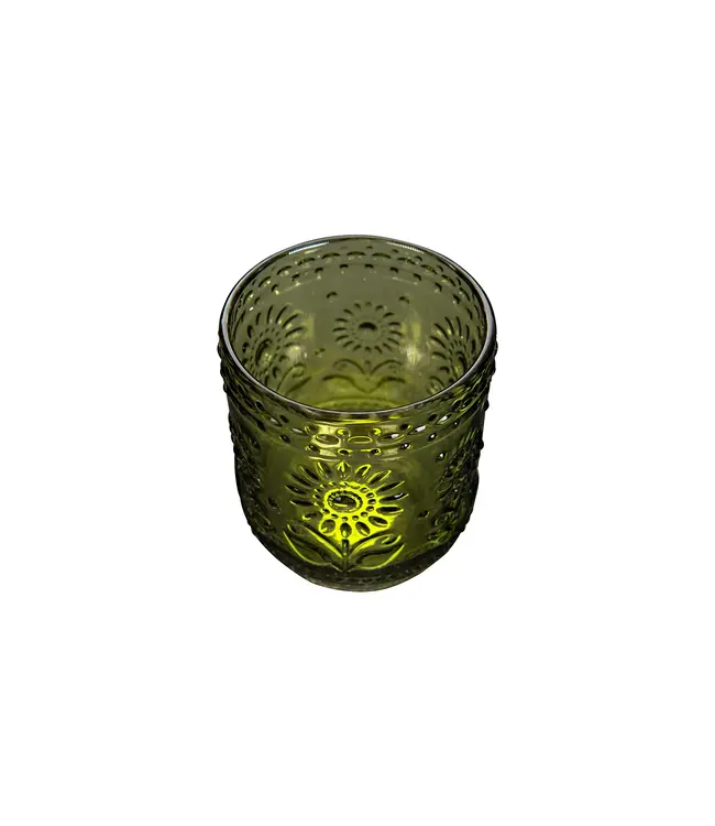Embossed Drinking Glass - Green