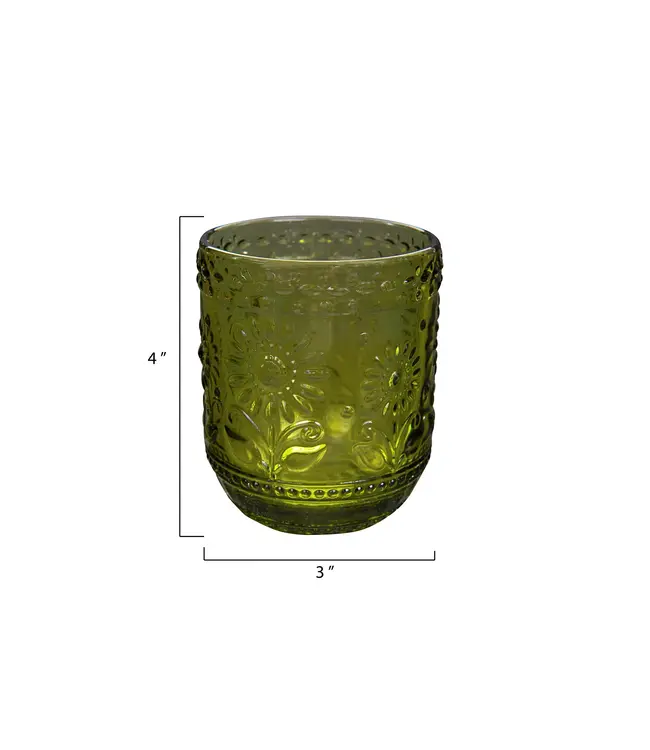 Embossed Drinking Glass - Green