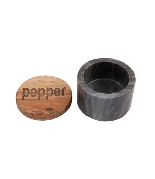 Salt & Pepper Container w/Wood Lid - Set of 2