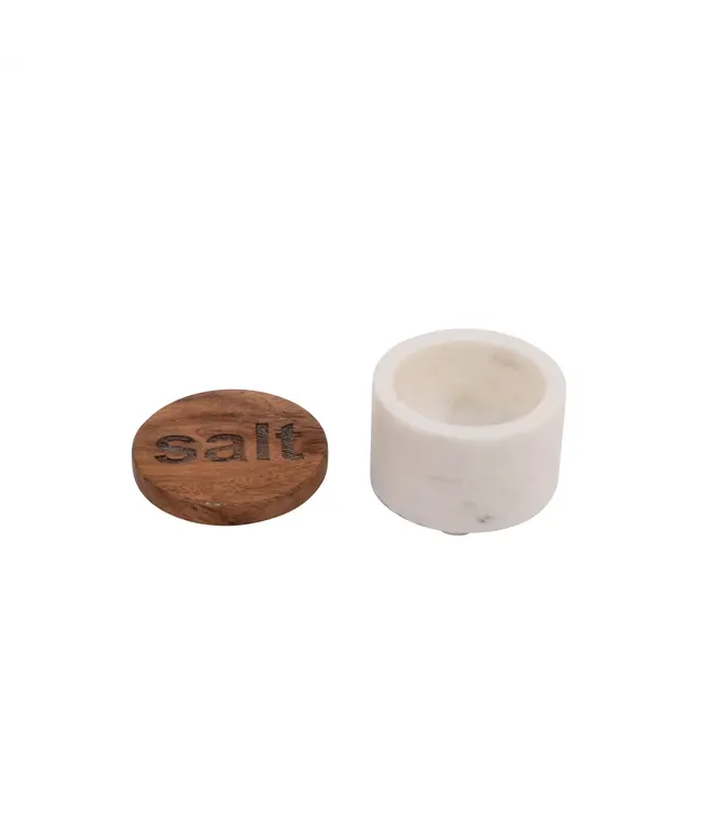 Salt & Pepper Container w/Wood Lid - Set of 2