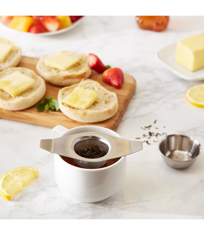 RSVP Tea Strainer w/ Drip Cup