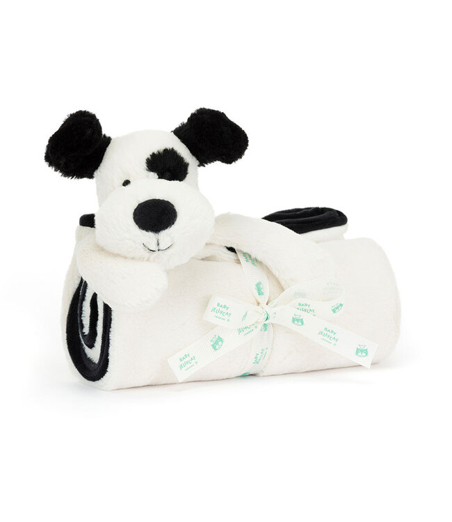 Jellycat Bashful Black & Cream Puppy  Blankie
