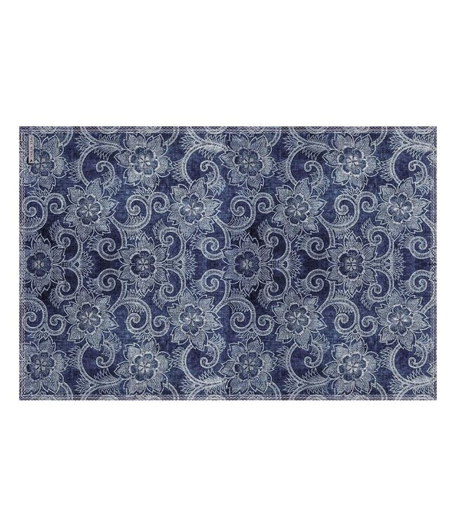 Beija Flor Placemat - Royal Indigo Flower
