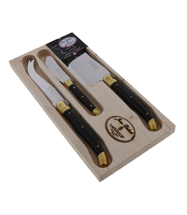 French Farm Jean Dubost 3pc Cheese Set Black and Brass