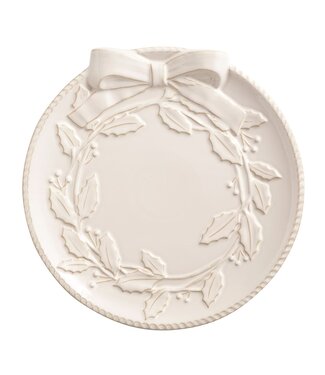 Mudpie White Wreath Platter Set