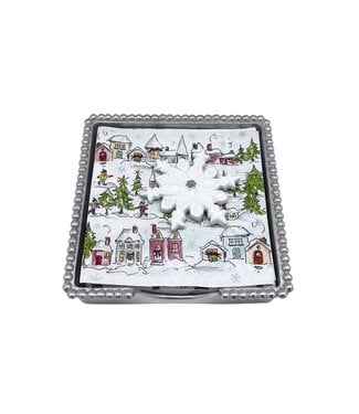 Mariposa White Snowflake Beaded Napkin Box