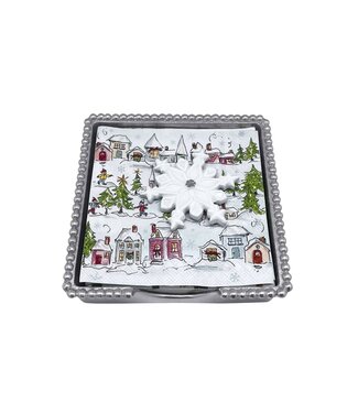 White Snowflake Beaded Napkin Box