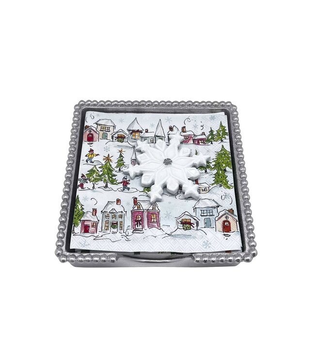 White Snowflake Beaded Napkin Box