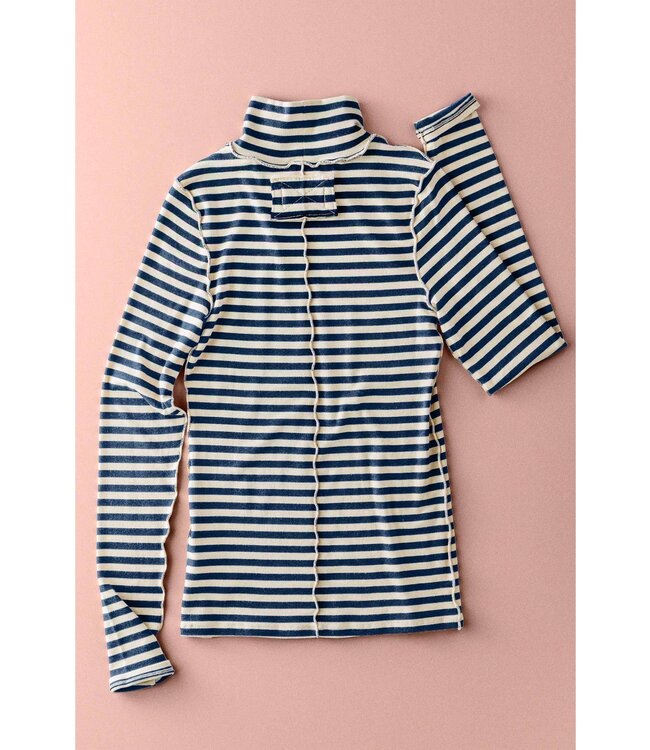 Striped Turtleneck Knit Top