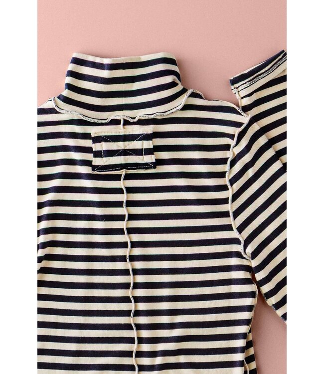 Striped Turtleneck Knit Top